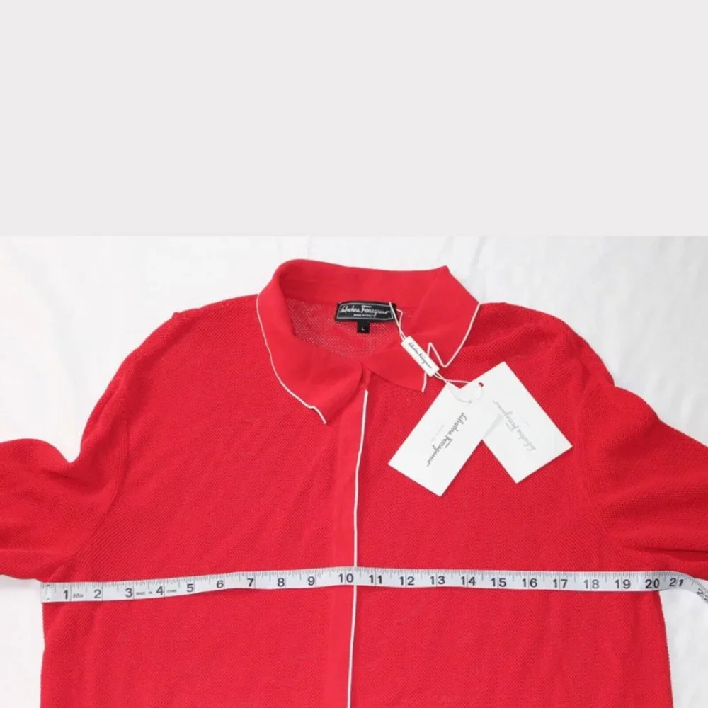$1750 MEN'S NEW W/TAGS Salvatore Ferragamo Mesh Red White Cardigan Size L
